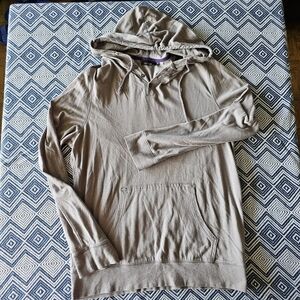 Apt. 9 Men’s Gray Striped Drawstring Hooded Sweater – M, Pocket & Buttons